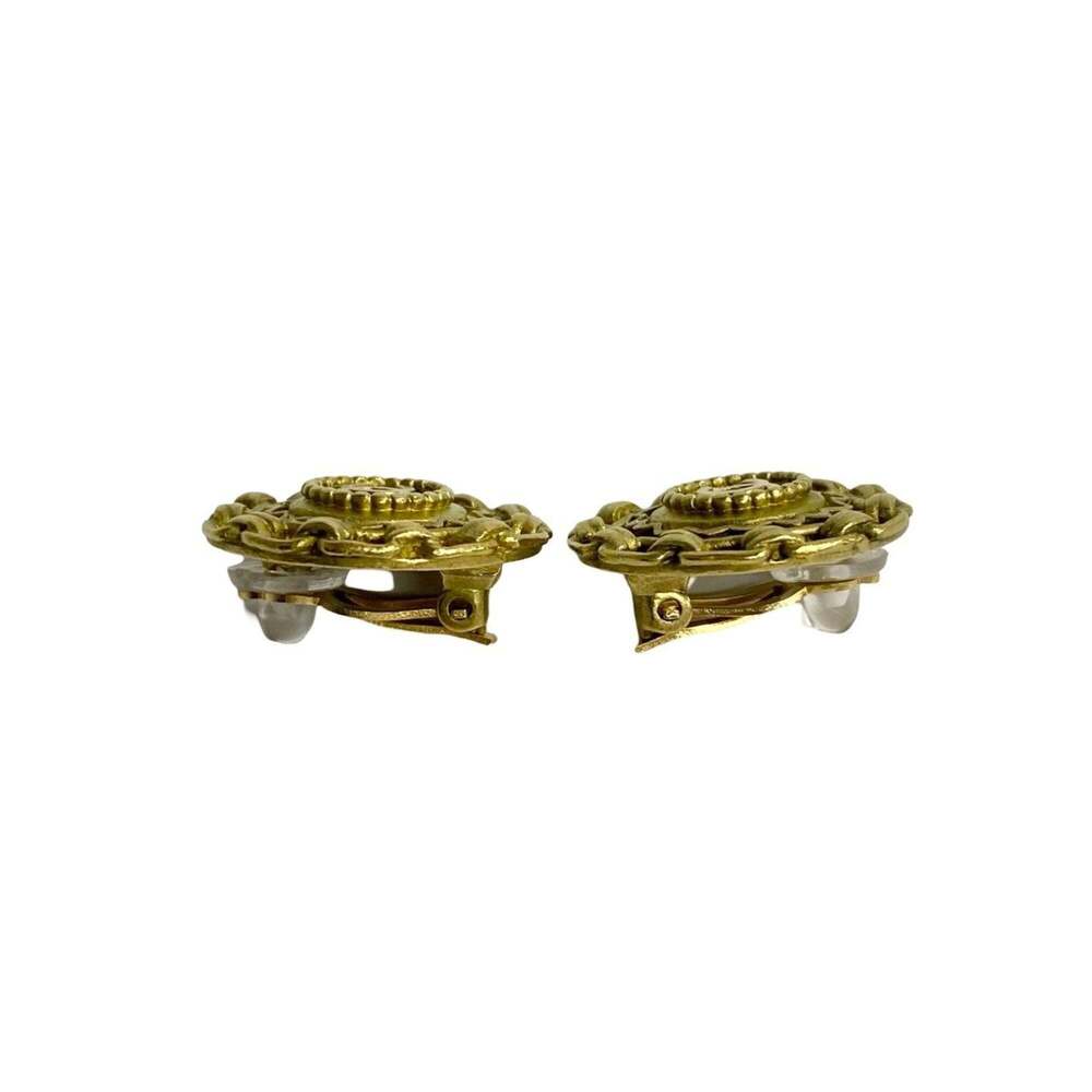 CHANEL Vintage Gold Logo Earrings - Picture 3 of 4